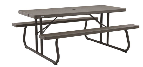 Picnic Table, 30" x 6ft Wood Grain Fold-able